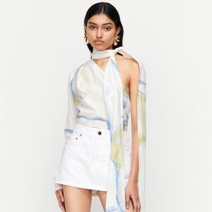 ROMY the Brand Leo Top in Watercolor Print Cotton/Silk Blend